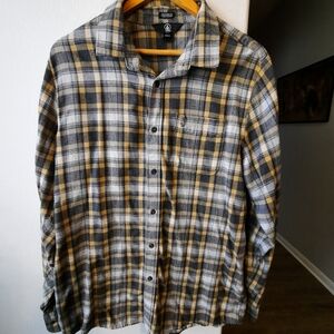 Volcom Yellow and Gray Plaid Shirt